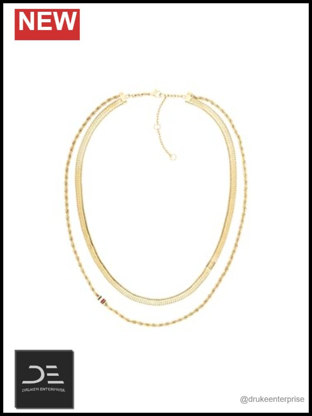 Layered Necklace and Bracelet Set Gold Plated Stainless Steel